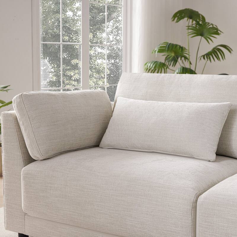 Oversized Modular Sectional Sofa, Chenille 4 Seat Sofa with Storage Console & Movable Ottoman, Comfy Sofa with 4 Pillows