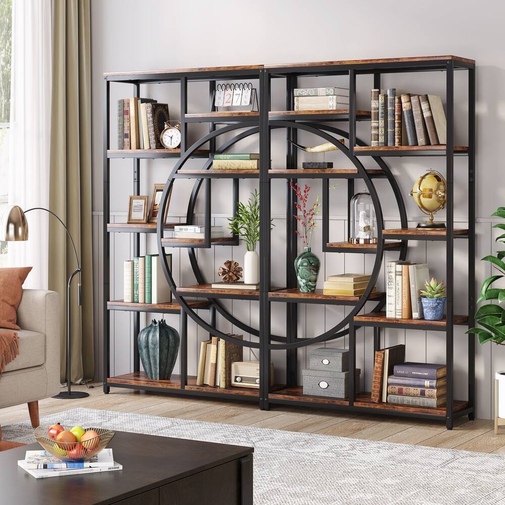 5-Tier Industrial Bookshelf, Open Etagere Storage for Living Room