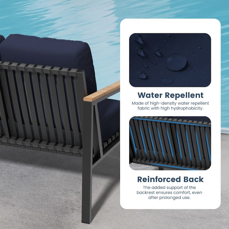 4-Piece Patio Conversation Set with Cushions Rocking Chairs