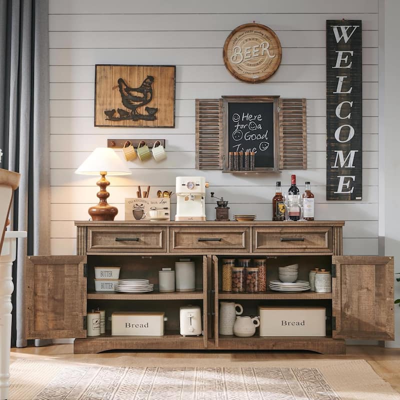 Farmhouse Buffet Sideboard Cabinet,Coffee Bar Wine Bar for Dining Room