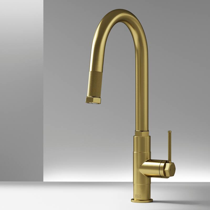 VIGO Hart Arched 18" H Single Handle Pull-Down Kitchen Faucet