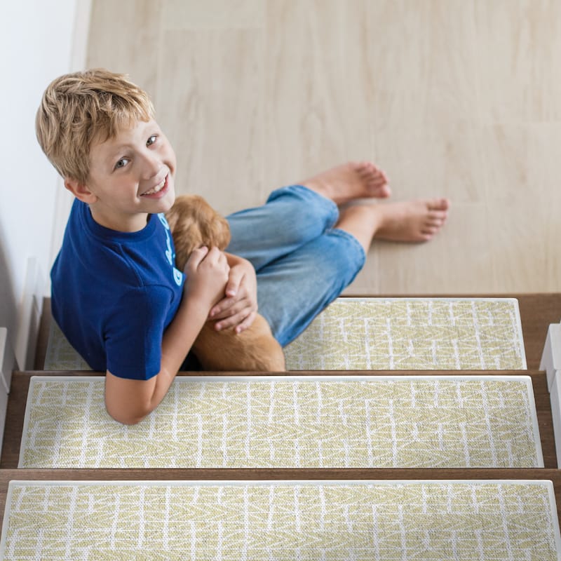 SussexHome Hudson Anti-slip Stair Treads - 4 PACK - Banana Cream Yellow
