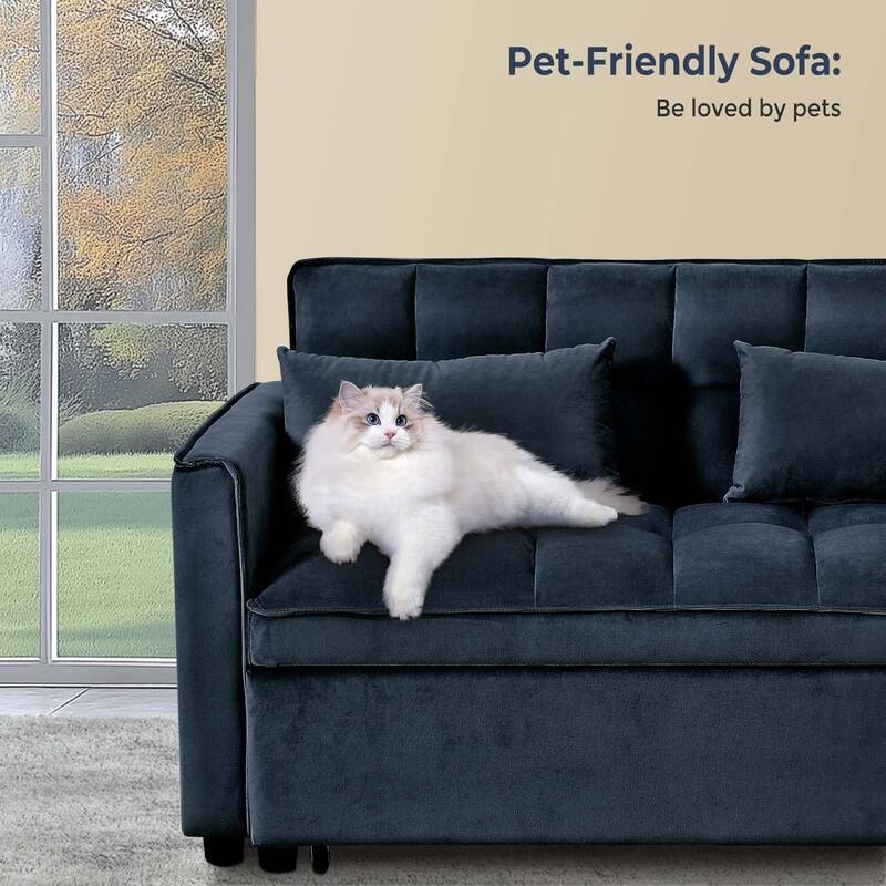 3 in 1 Velvet Sofa Bed with Adjustable Backrest