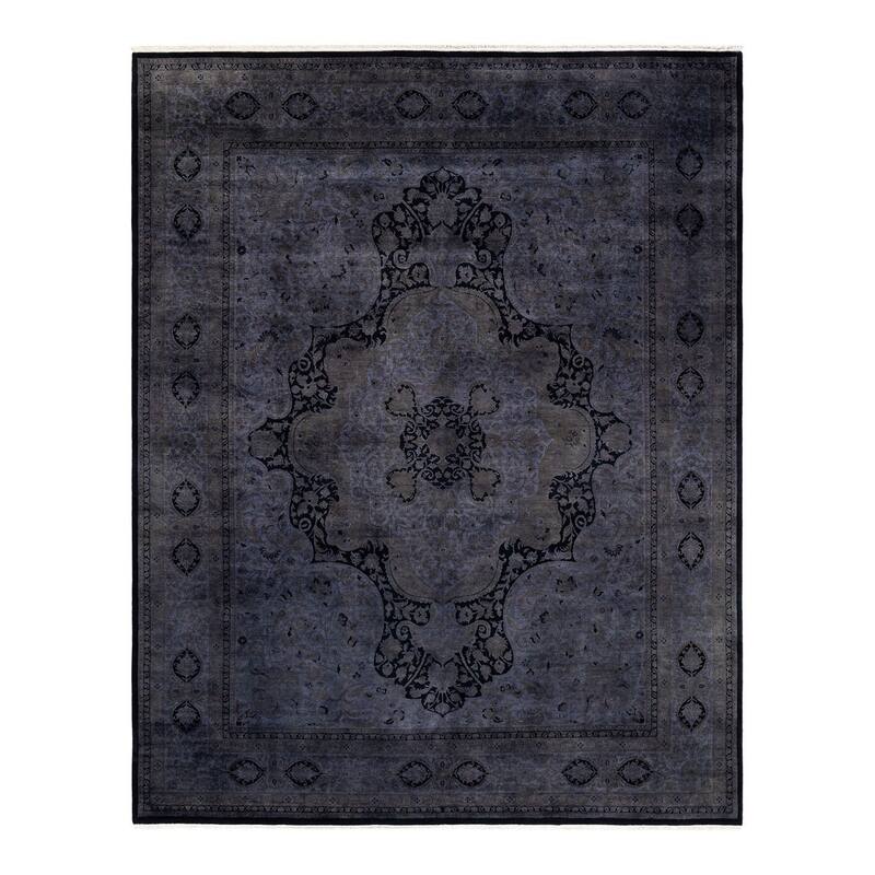 Overton Hand Knotted Wool Vintage Inspired Modern Contemporary Overdyed Gray Area Rug - 8' 3" x 10' 5"