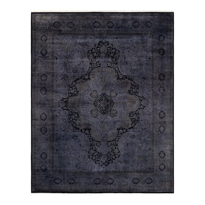 Overton Hand Knotted Wool Vintage Inspired Modern Contemporary Overdyed Gray Area Rug - 8' 3" x 10' 5"
