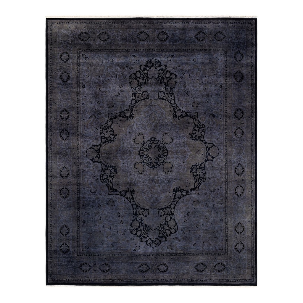 Overton Hand Knotted Wool Vintage Inspired Modern Contemporary Overdyed Gray Area Rug - 8' 3" x 10' 5"