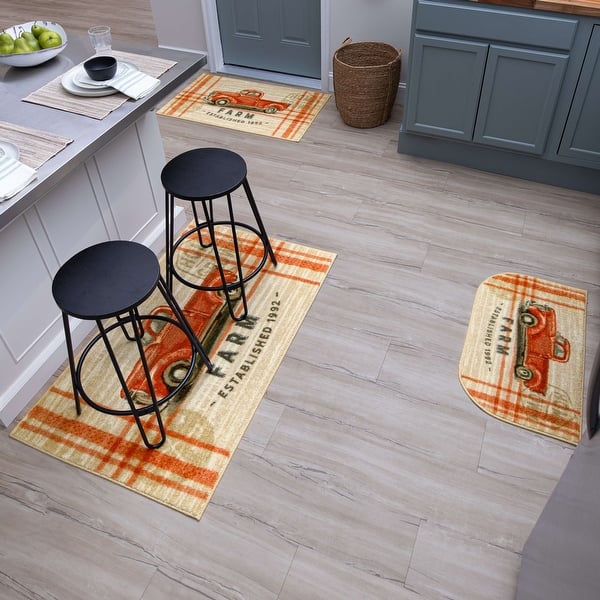 Kashi Home Memory Foam Kitchen Rug 18x30 inch D-Shape Grey