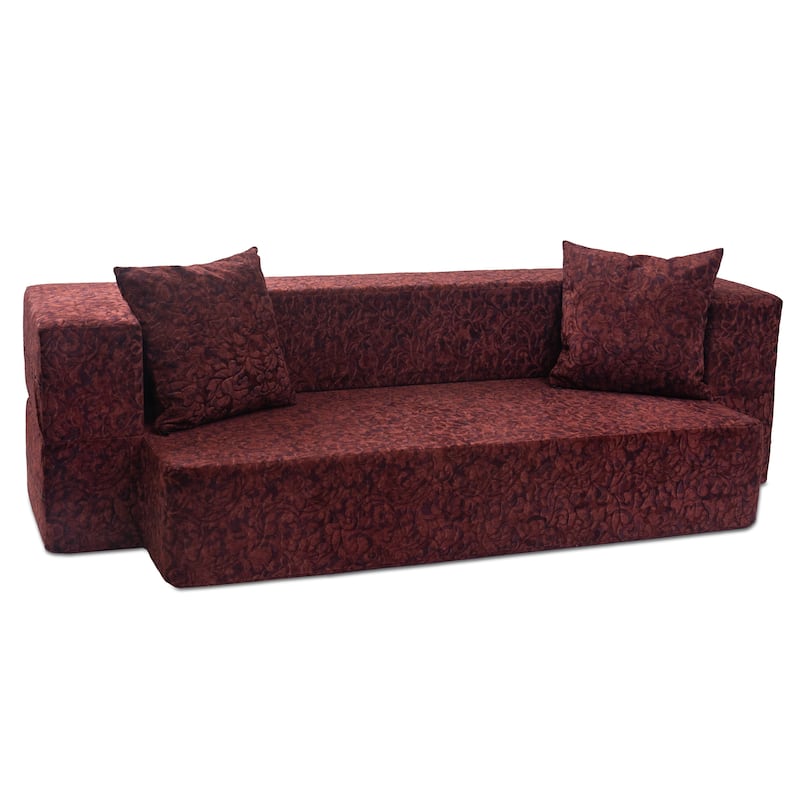 Zenzi Loveseat Twin - Convertible Couch / Twin Sleeper, Bru Smart - Paisley Microvelvet Beige