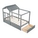 preview thumbnail 6 of 7, Twin Wood House Bed with Roof, Window, Drawer, and Solid Wooden Support