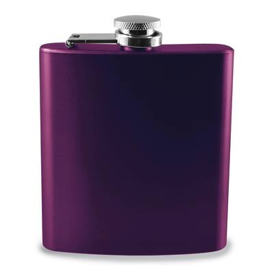 Curata Stainless Steel Purple Engravable 6 Ounce Flask