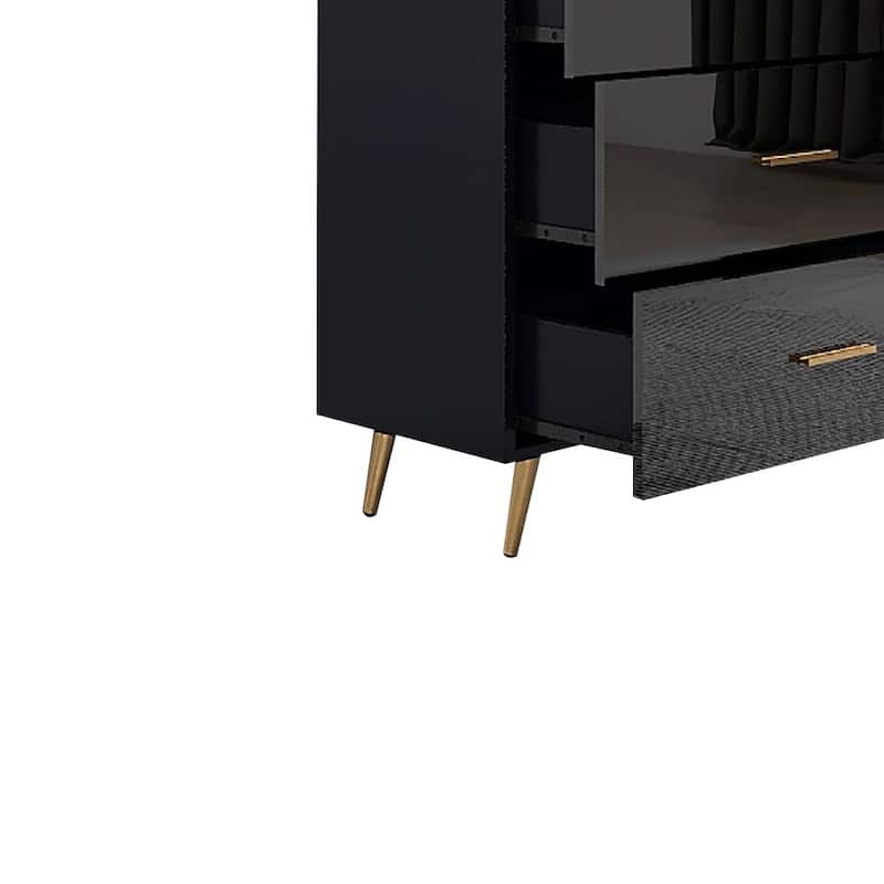 Modern Minimalist High Gloss Wooden Storage Dresser with Center Support Leg