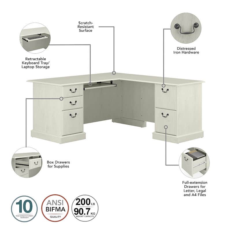 Saratoga L Shaped Computer Desk and Bookcase Set by Bush Furniture