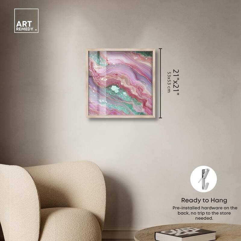 Pink and Mint Crystal II Shadowbox by Art Remedy