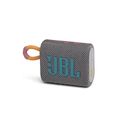 Go 3 Waterproof Portable Speaker with Bluetooth, Built-in Battery, Grey