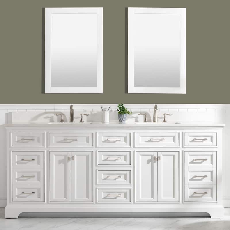 Milano 84" Double Sink Vanity - White