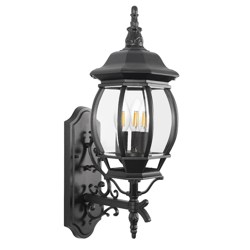 Outdoor 1/3 Light Waterproof Aluminum Wall Light - 3-Light - Black