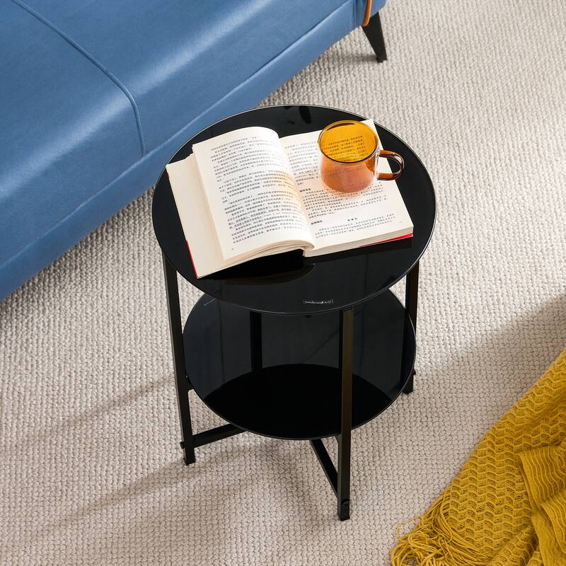 2-Piece Set (Clear) Tempered Glass End Table