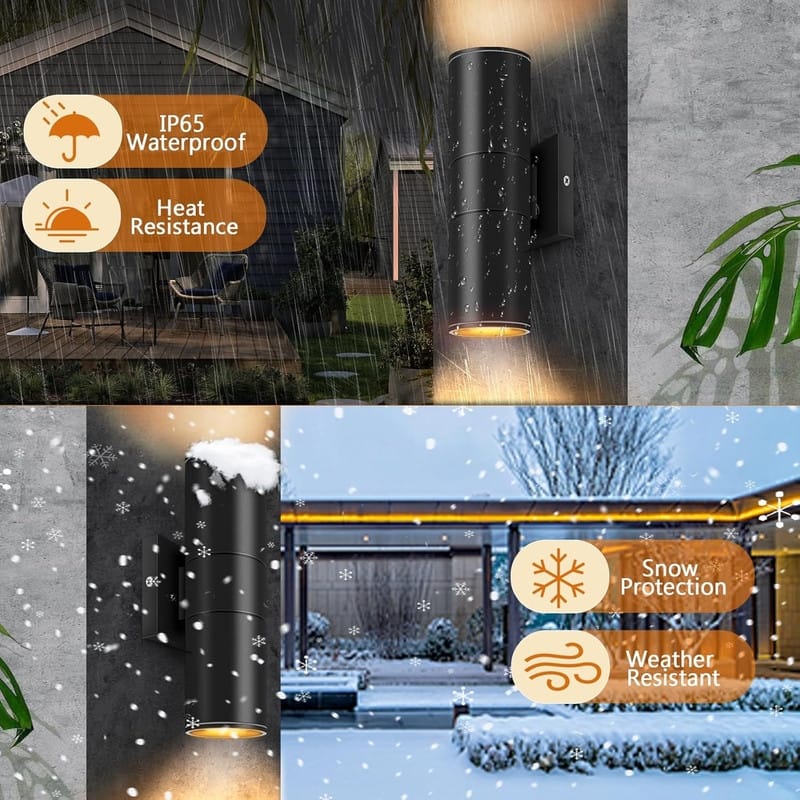 Integrated LED Cylinder Up Down Wall Light Outdoor, Aluminum Waterproof, 4 Pack