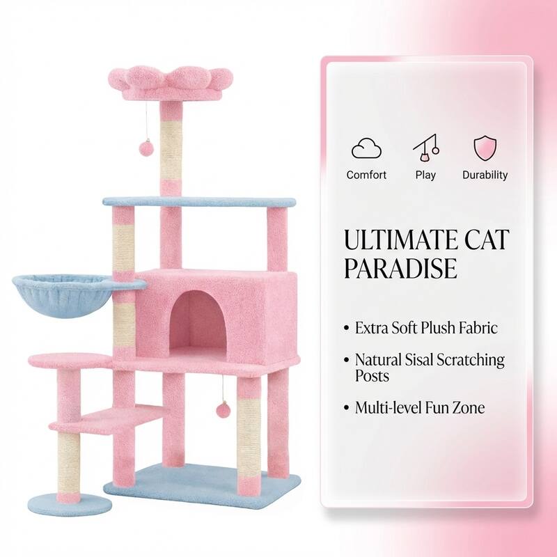 Flower Cat Tree With Large Condo Removable Flower Cushion And Hammock