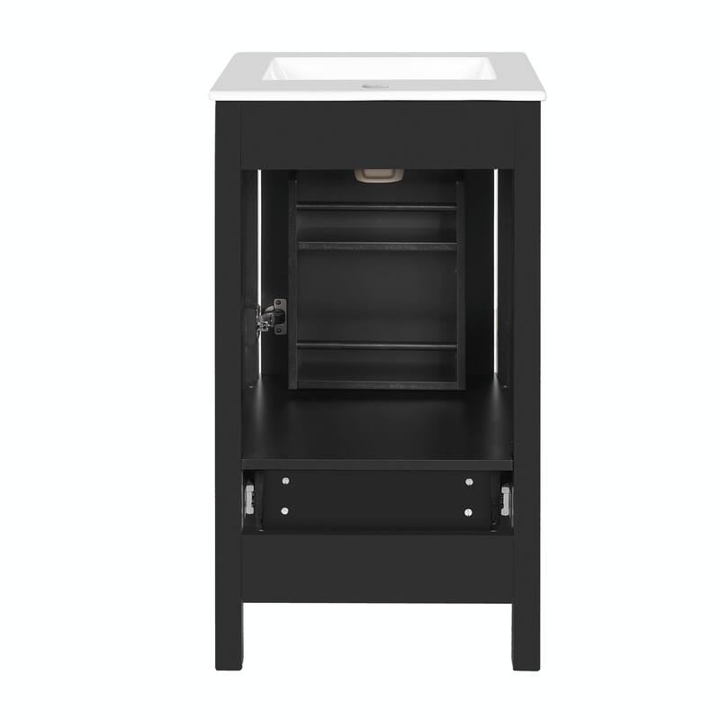 Modern Bathroom Vanity with Ceramic Sink - Soft-Close Drawers, Door Organizer, Divider Drawer
