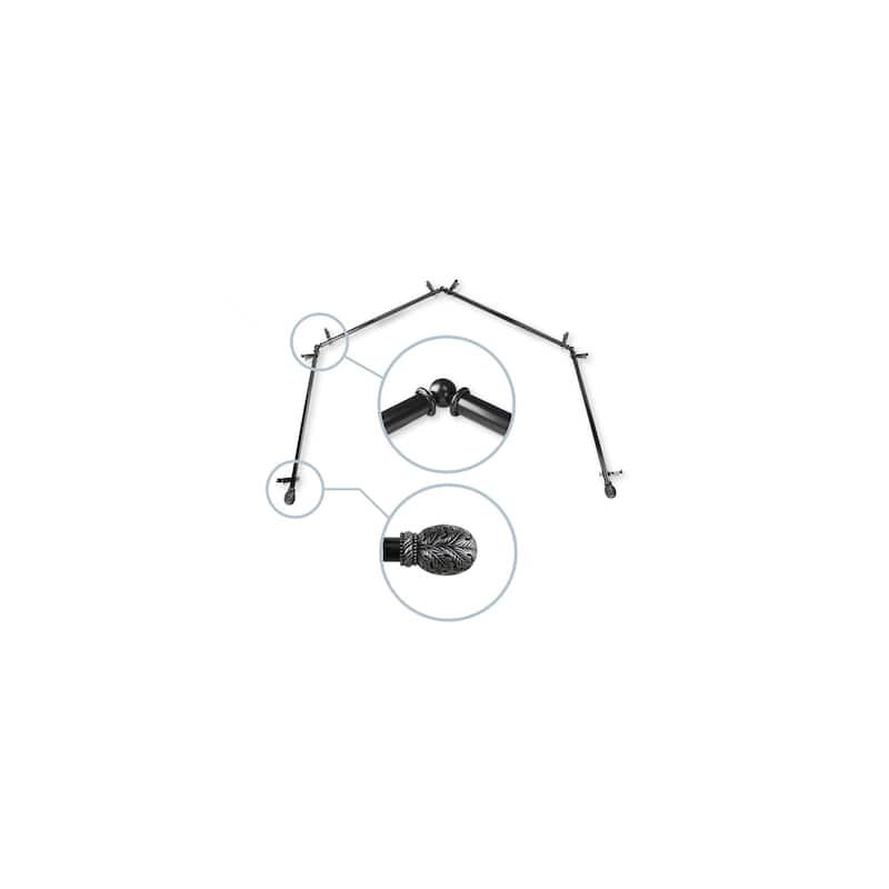 Handcrafted Curtain Rods & Hardware Set - Adjustable 20-72 Inch Black Rods with Finials - M