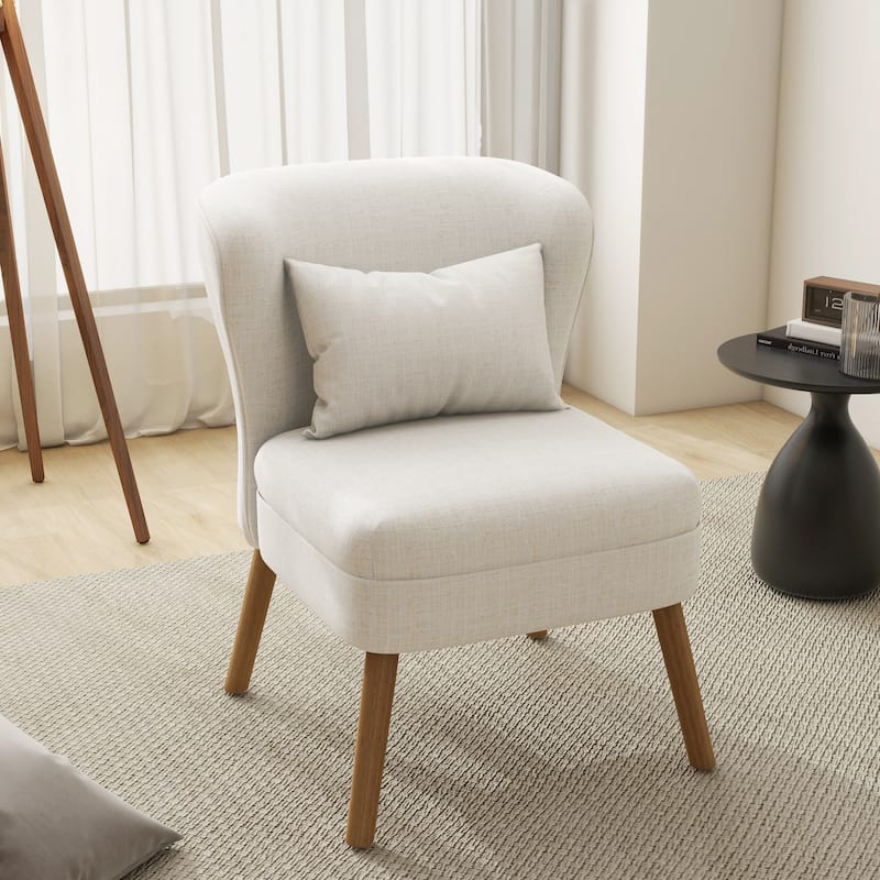 Linen Armless Accent Chair Slipper Chair