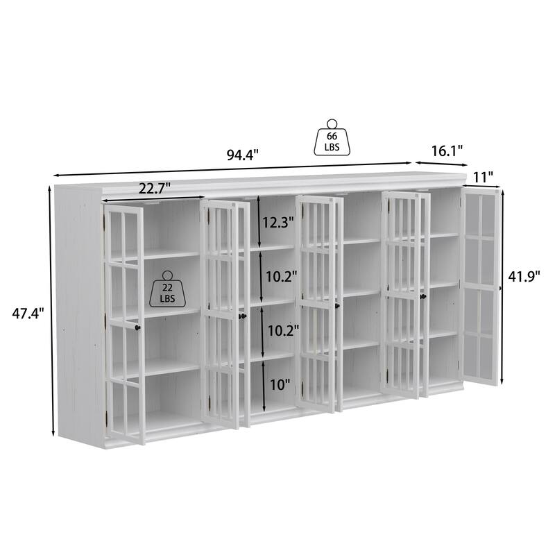 Sophisticated Storage Ensemble: Buffet Sideboard Bookshelf Cabinet