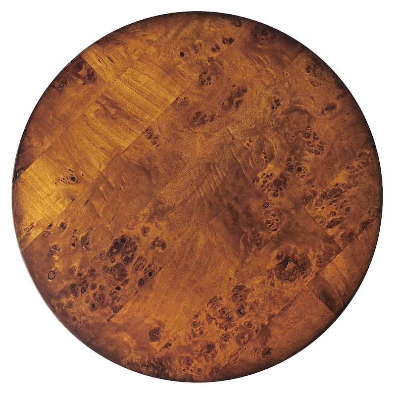 HomeRoots 24" Medium Brown Burl Veneer Round End Table - 16