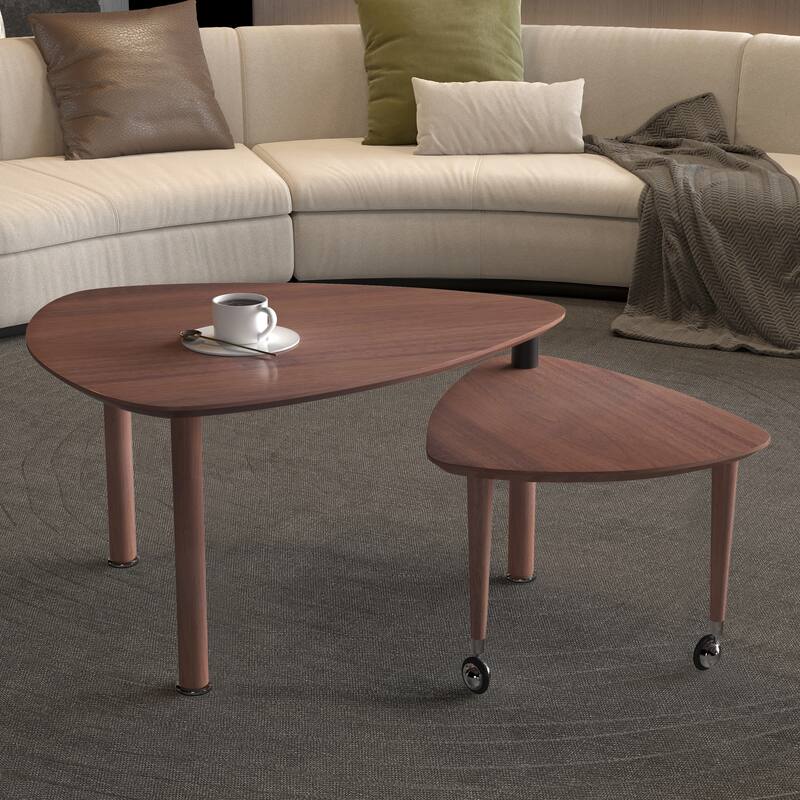 360 degree Rotatable modern Coffee Table for Living Room, solid wood legs with simply assemble Cocktail Table