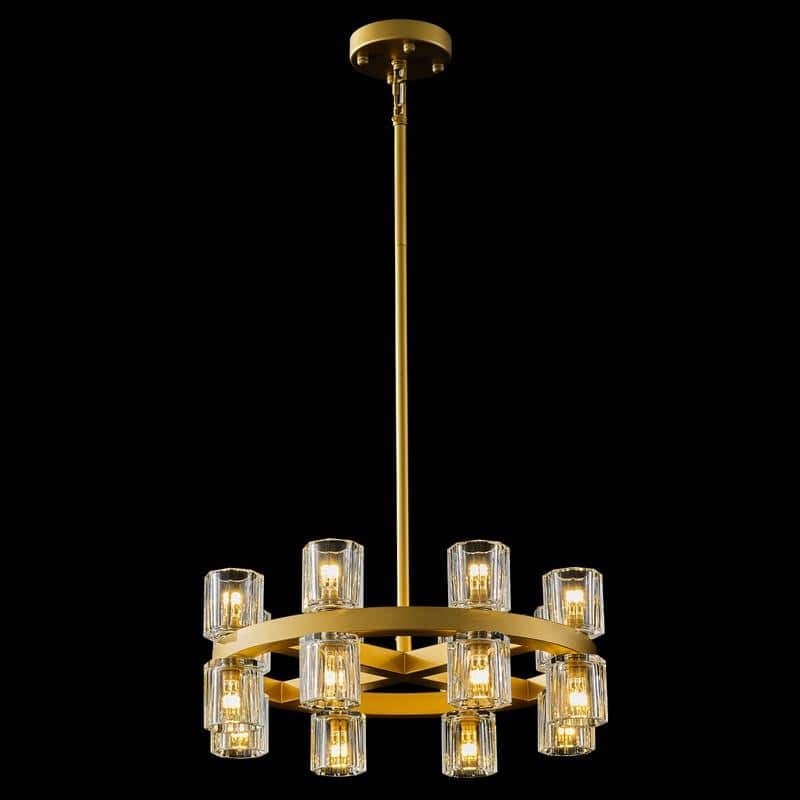 KAYLA Modern Chandelier with K9 Crystal - Gold - 18in