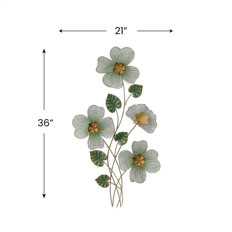3D Daffodil Wall Art Vertical Floral Metal Sculpture Accent 36"x20"