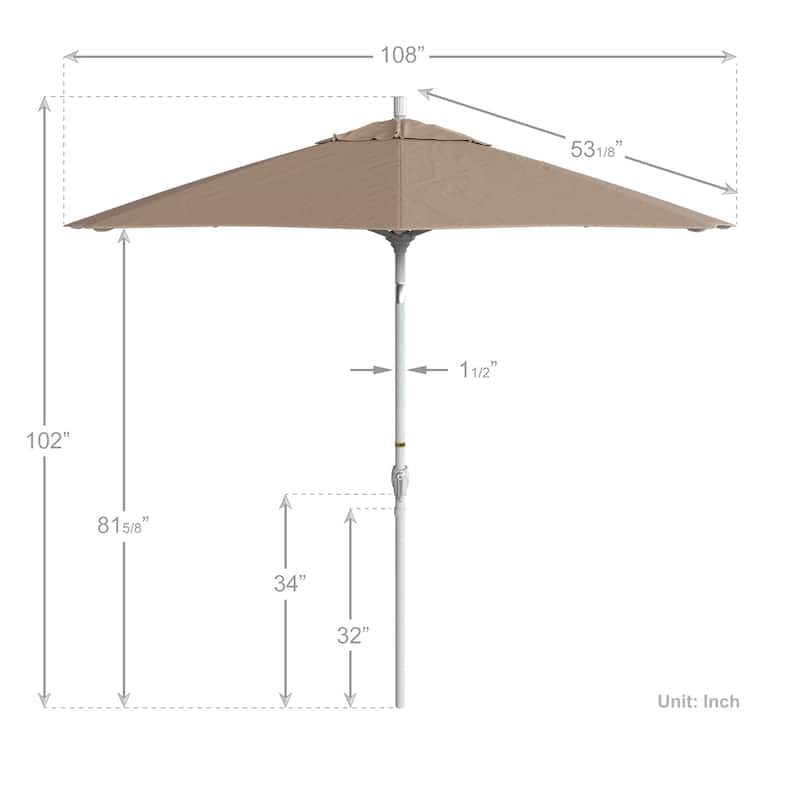 Pompano 9ft Crank Lift Push Button Tilt Round Patio Umbrella by Havenside Home, Base Not Included