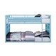 preview thumbnail 3 of 1, Blue Twin over Twin Size Metal Bunk Bed with Ladder and Fence for Kids, Boys and Girls, Bedroom