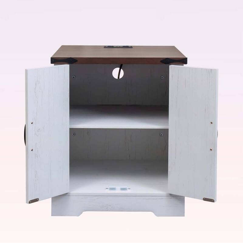 Farmhouse End Table with Charging Station