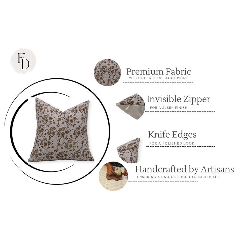 Fabdivine Linen Bohemian Block print pillow Cover