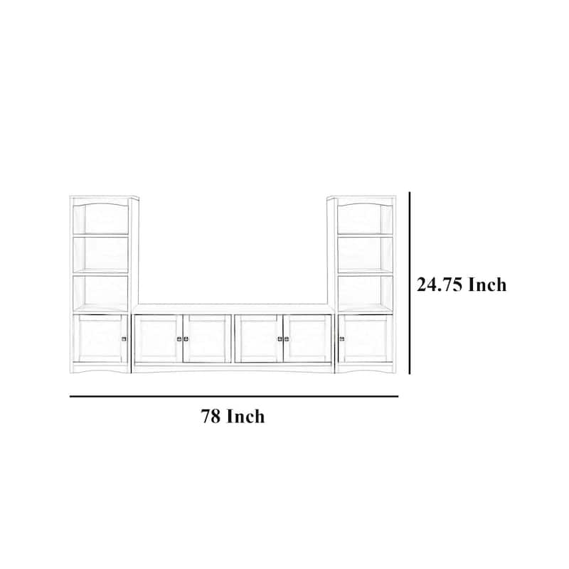 Donna 3pc TV Stand Cabinet Wall Unit, 2 Media Tower, Brown 78" Inch