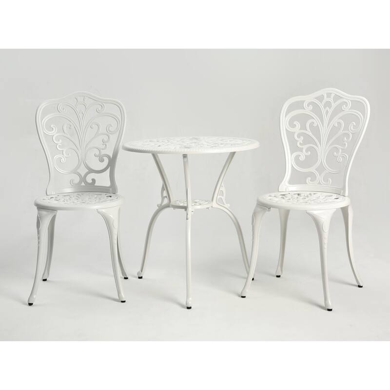 Best Choice Products 3-Piece Outdoor Rust-Resistant Cast Aluminum Patio Bistro Set white