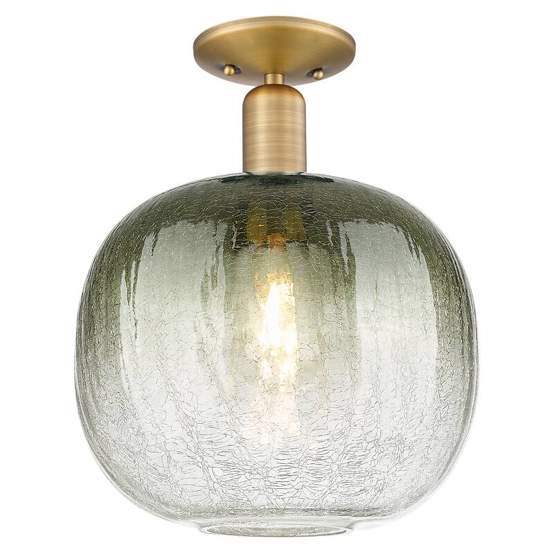 Innovations Lighting Downtown Urban - Brookhaven Sphere - 1 Light 10" Semi-Flush Mount Light - Brushed Brass/Slate Shade
