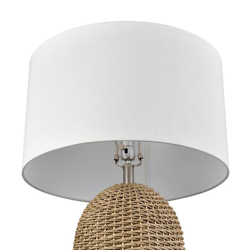 Elk Home Coe Natural With White Linen Drum Shade Table Lamp