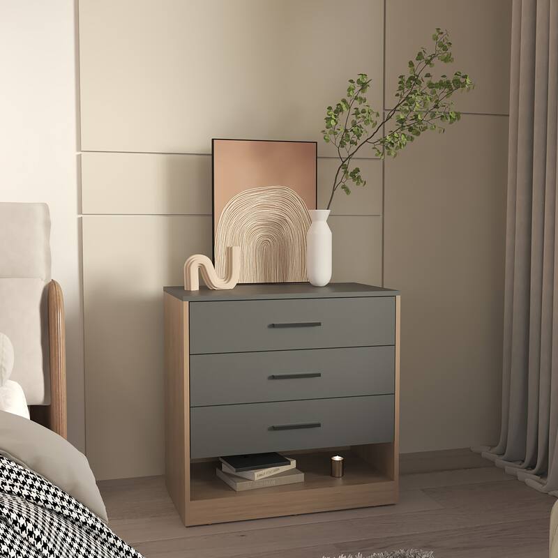Modern Finish Dresser, 3 Drawers, 1 Shelf with durable materials,FSC Certified CPSIA Compliant - Matte Gray