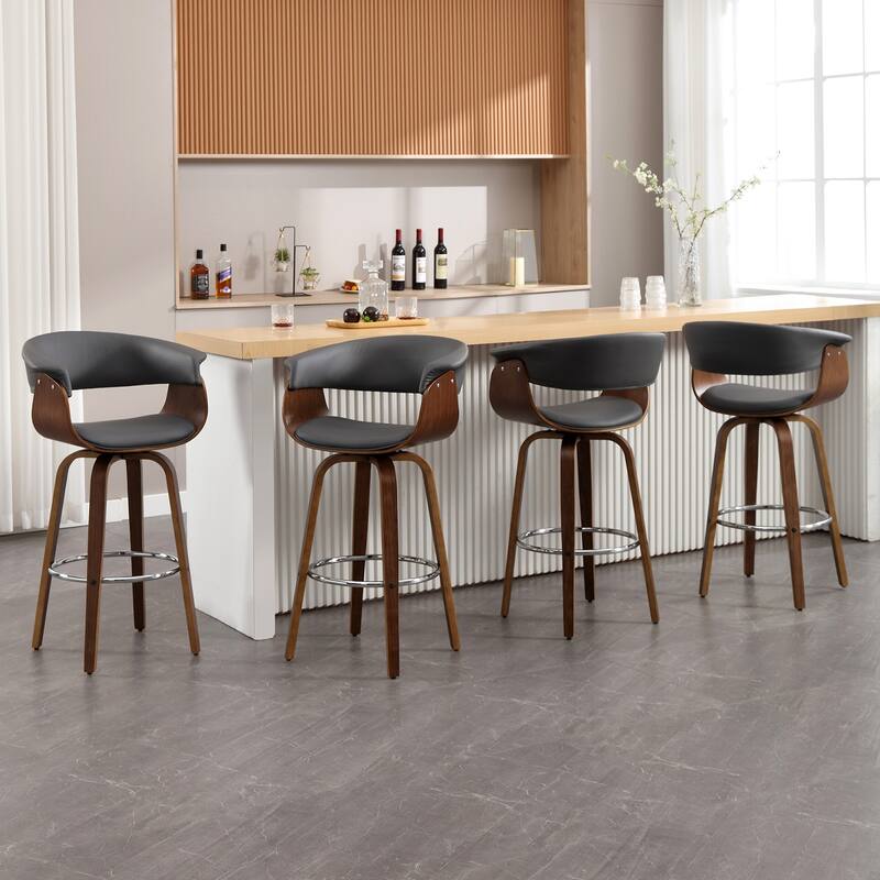 Modern Swivel Bar Stools Upholstered Counter Height Stools, Set of 2
