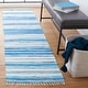 preview thumbnail 50 of 61, SAFAVIEH Handmade Rag Rug with Fringe Valborg Casual Stripe Cotton Rug with Fringe 2'3" x 10' Runner - Ivory/Blue - Runner