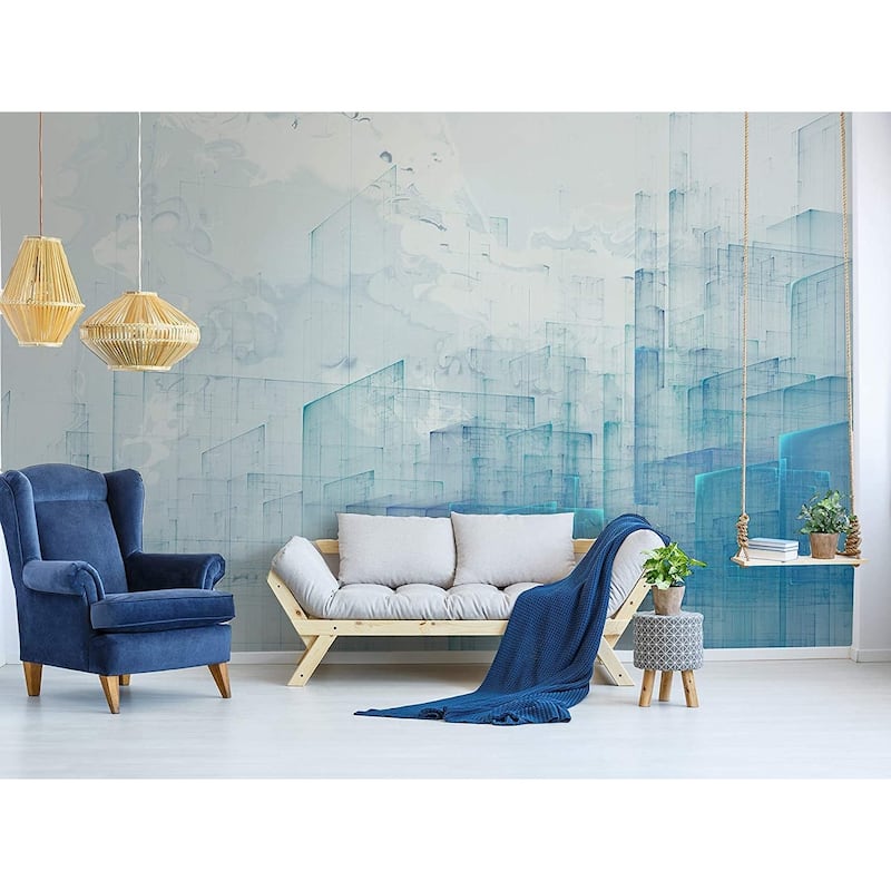 GK Wall Design Abstract Blue Cityscape Modern Removable Wallpaper