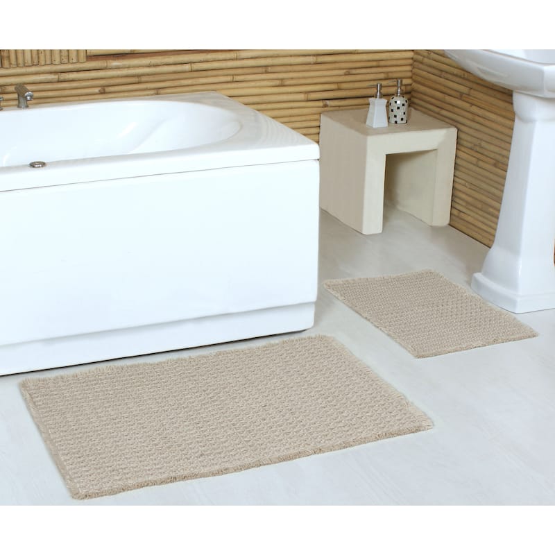 Belgian Waffle Recycled Polyester Eco-Friendly Bath Rug - Taupe - 24x60