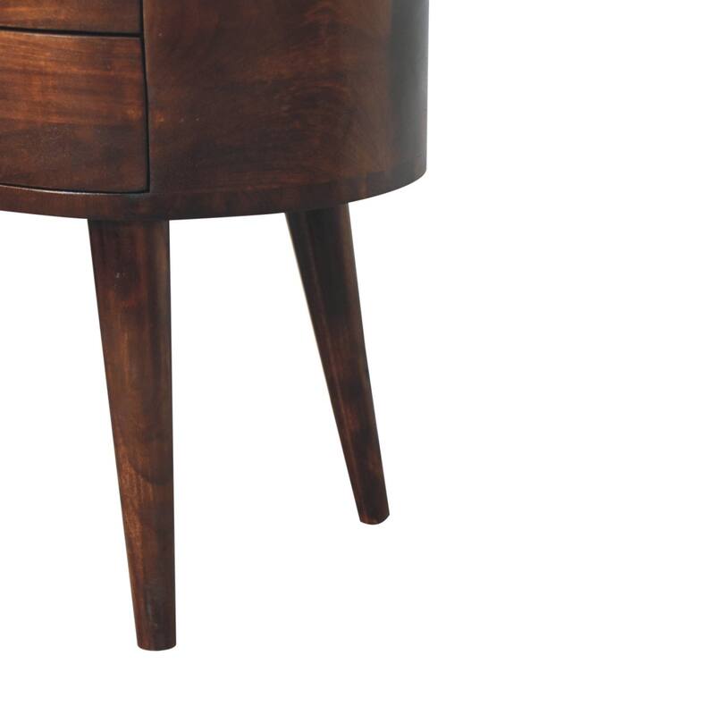 Artisan Furniture Solid Wood California Walnut Rounded Bedside Table, 2 drawer
