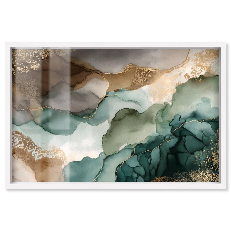 Golden Estuary I Shadowbox by Art Remedy - White - 45" x 30"