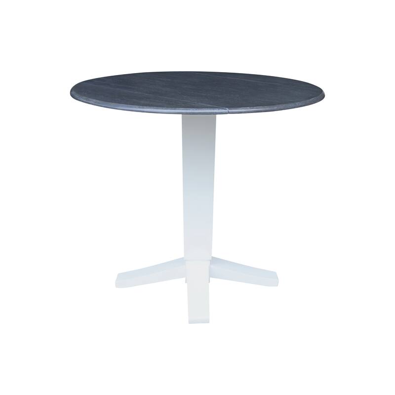 42 in Solid Wood Round Dual Drop Leaf Pedestal Dining Table