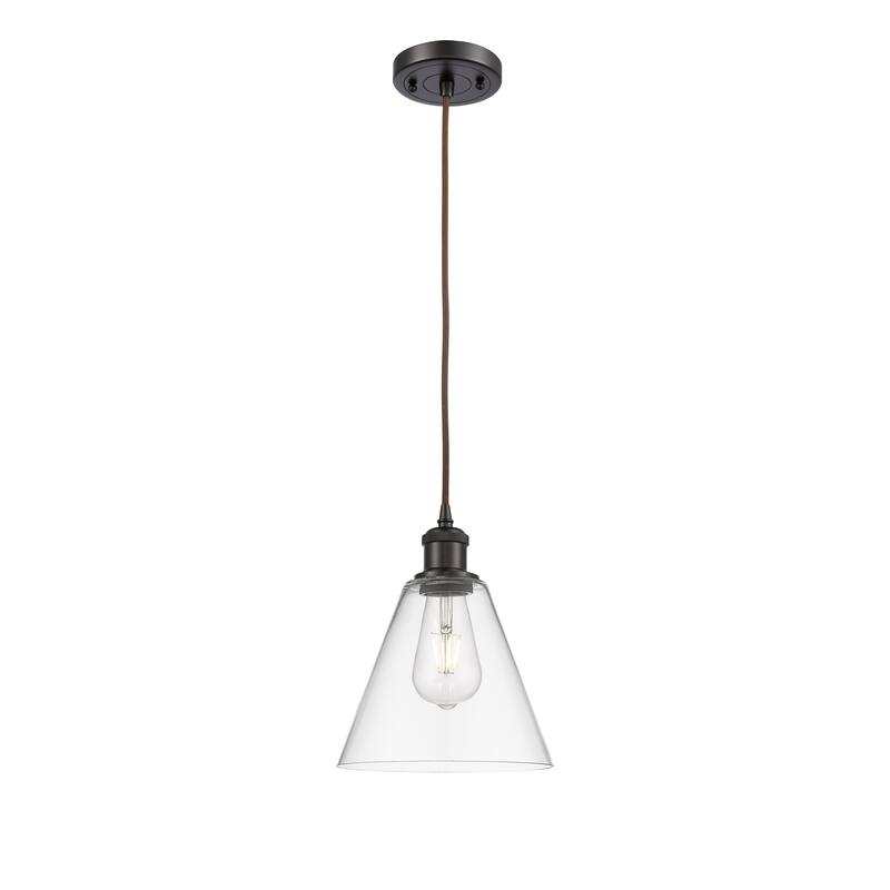 Innovations Lighting Ballston Berkshire 1 Light 8" Cord Hung Mini Pendant - Clear/Oil Rubbed Bronze