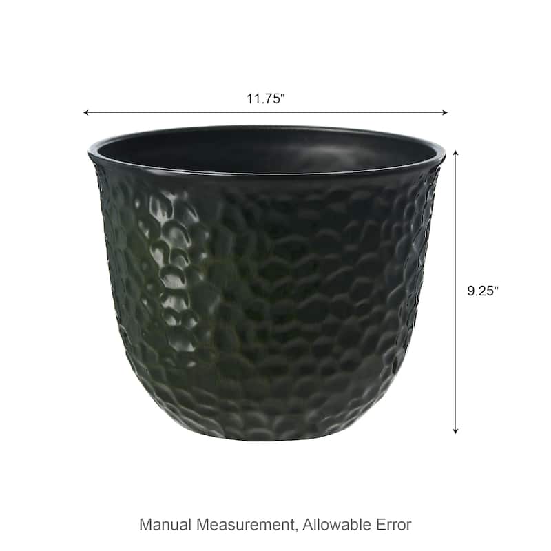 Glitzhome Honeycomb Textured Blue Green Faux Ceramic Pot Plastic Planter(Set of 2 / Set of 3)