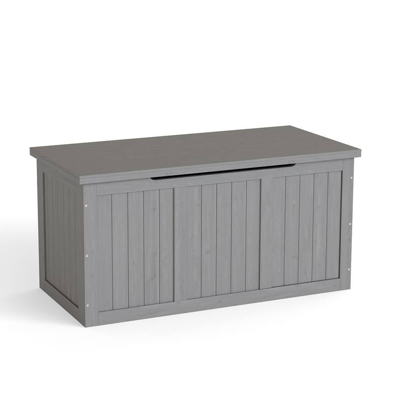 67 Gallon Wooden Deck Box Solid Wood Storage Box Seat & Table Top for Patio Furniture Cushions, Pool Toys & Garden Tools